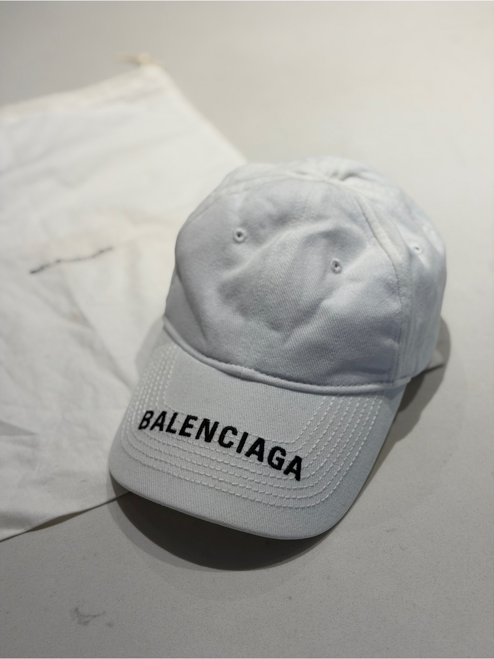 Balenciaga White Cap with Black Logo